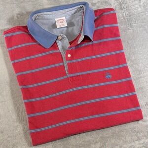 Y2K Vintage Vintage Brooks Brothers Striped Rugby Polo Shirt Pink/Blue | Large